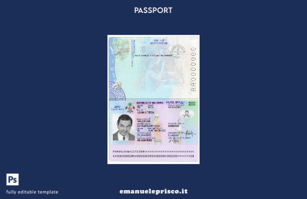 modello di passaporto delle Maldive in stile verificato